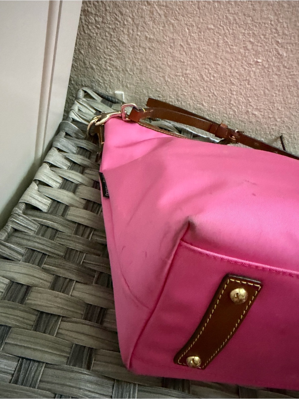 Dooney & Bourke Pink Nylon Crossbody Bucket Bag - Picture 10 of 16